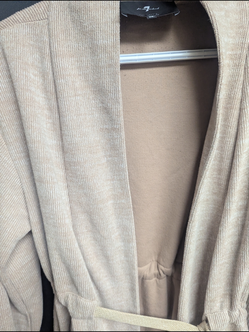 7 For All Mankind Beige Tie Waist Cardigan XS Soft Knit Cozy Chic - Picture 7 of 12